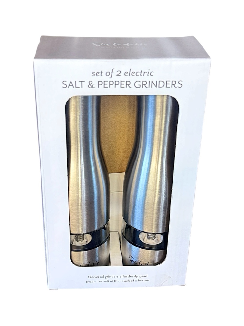 Sur La Table Stainless Steel Electric Salt & Pepper Grinder Set